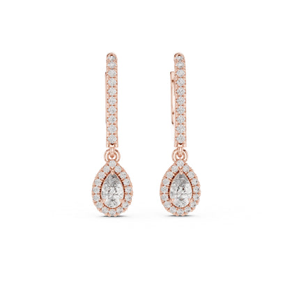 14K Yellow Gold Pear & Round Lab-Grown Diamond Stud Earrings for Women | Everyday Wear | Pure Carat