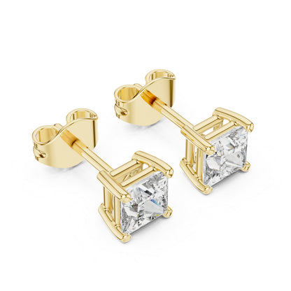 18K Yellow Gold Princess Lab-Grown Diamond Earrings for Women | Wedding | Pure Carat