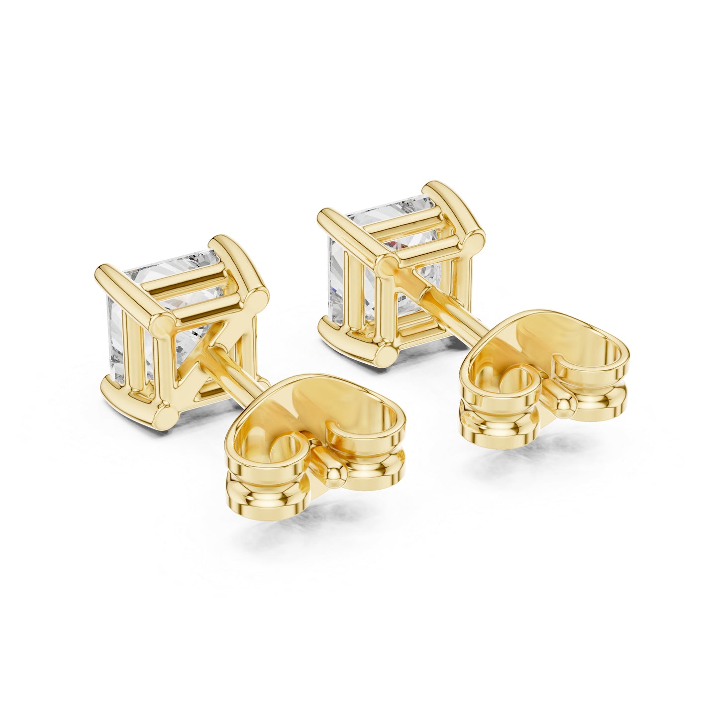 18K Yellow Gold Princess Lab-Grown Diamond Earrings for Women | Wedding | Pure Carat