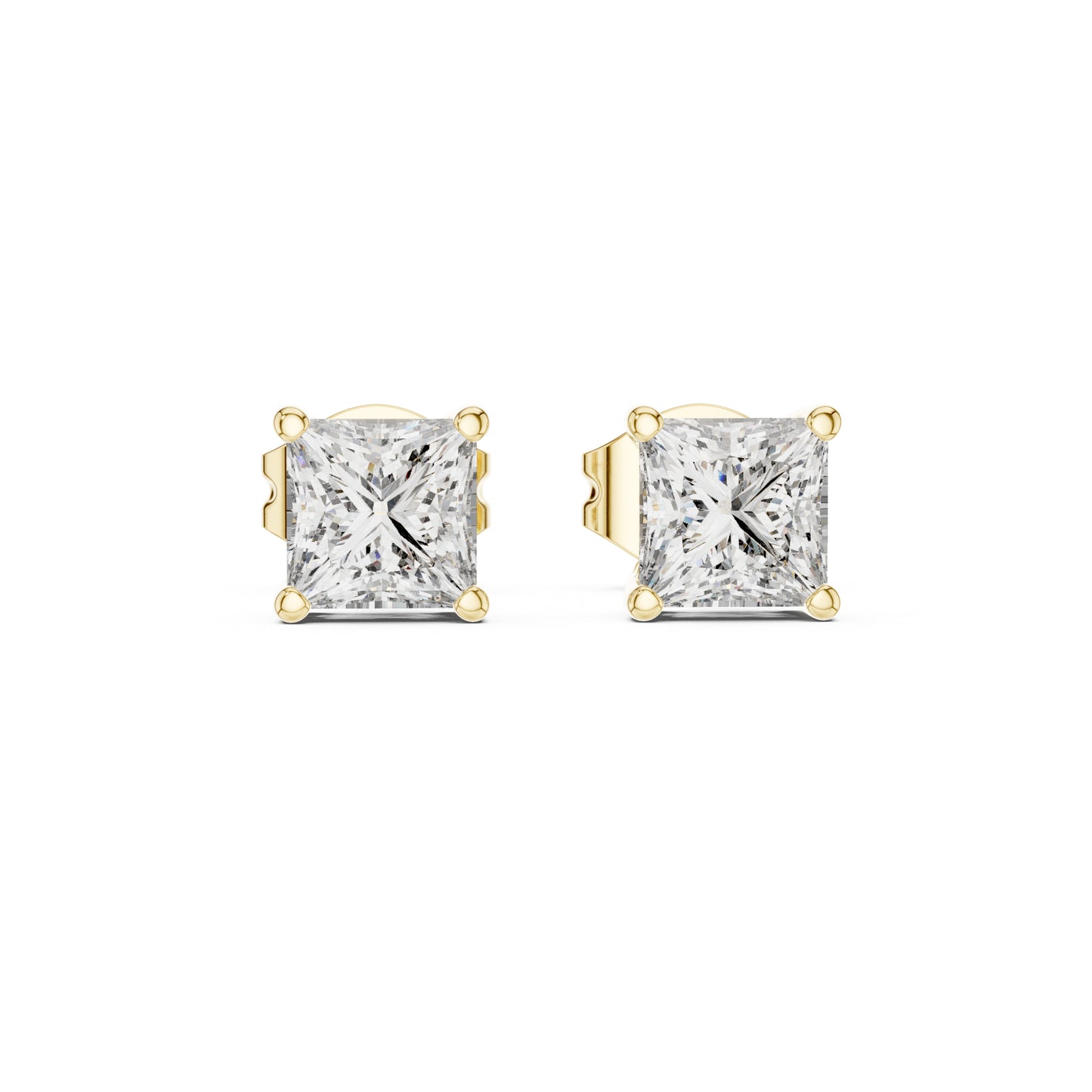 18K Yellow Gold Princess Lab-Grown Diamond Earrings for Women | Wedding | Pure Carat