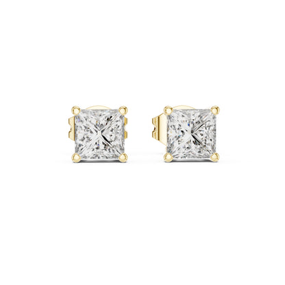 18K Yellow Gold Princess Lab-Grown Diamond Earrings for Women | Wedding | Pure Carat