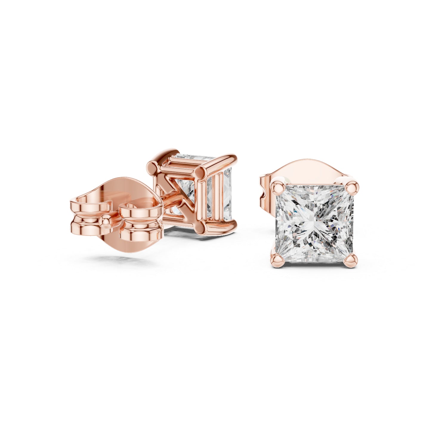 18K Yellow Gold Princess Lab-Grown Diamond Earrings for Women | Wedding | Pure Carat