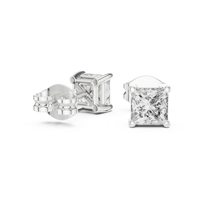 18K Yellow Gold Princess Lab-Grown Diamond Earrings for Women | Wedding | Pure Carat