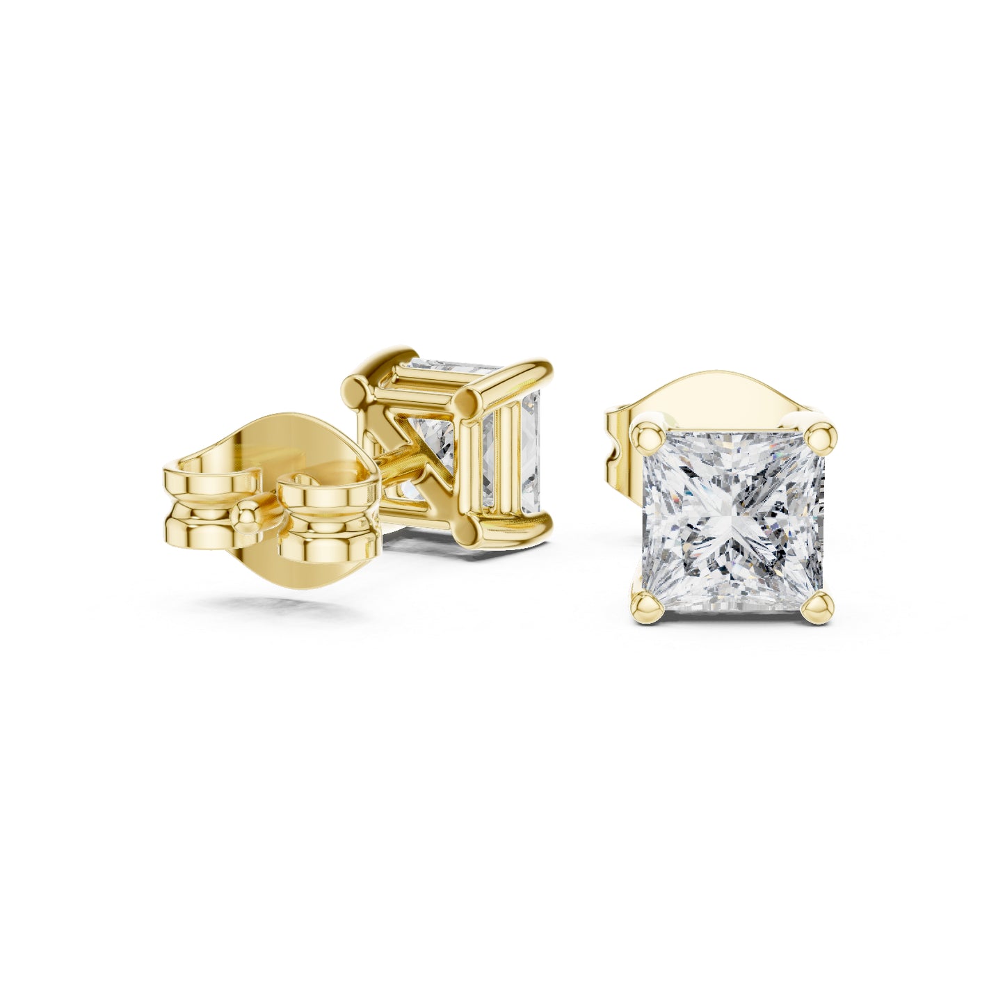 18K Yellow Gold Princess Lab-Grown Diamond Earrings for Women | Wedding | Pure Carat