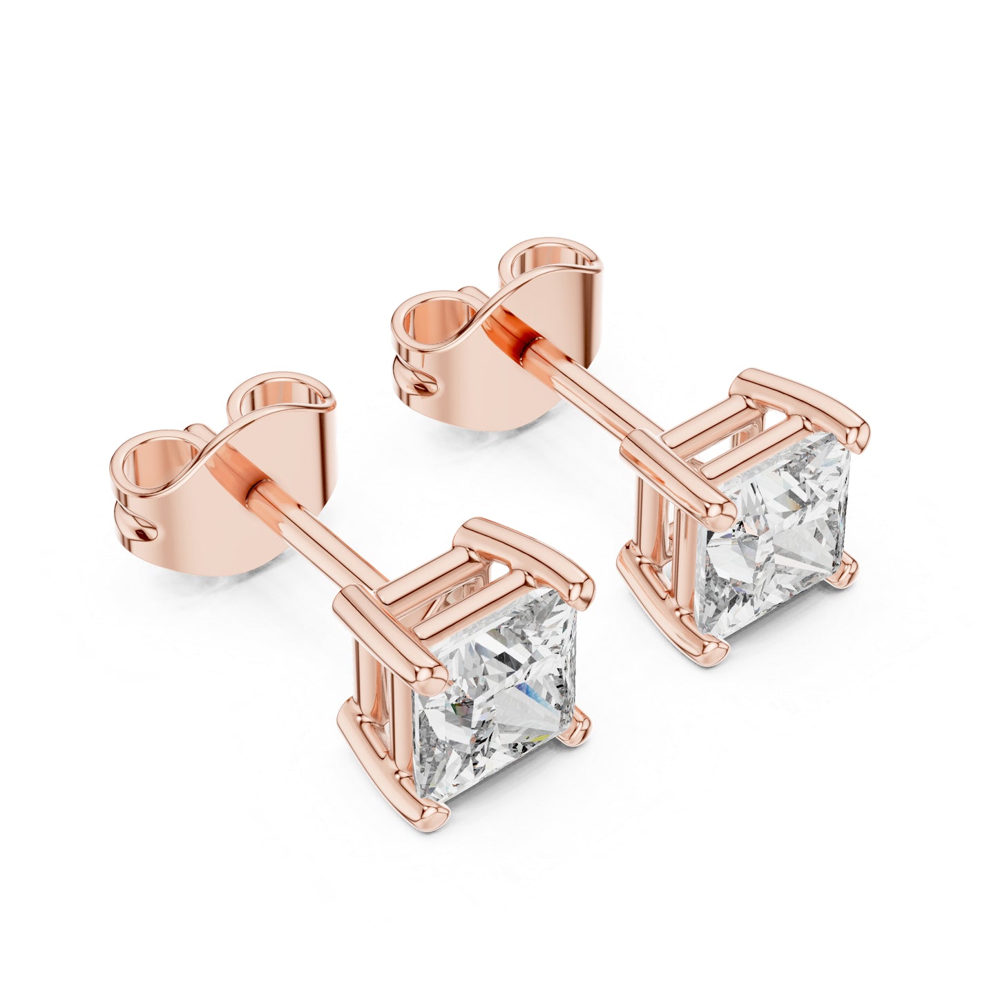 18K Yellow Gold Princess Lab-Grown Diamond Earrings for Women | Wedding | Pure Carat