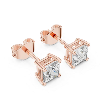18K Yellow Gold Princess Lab-Grown Diamond Earrings for Women | Wedding | Pure Carat