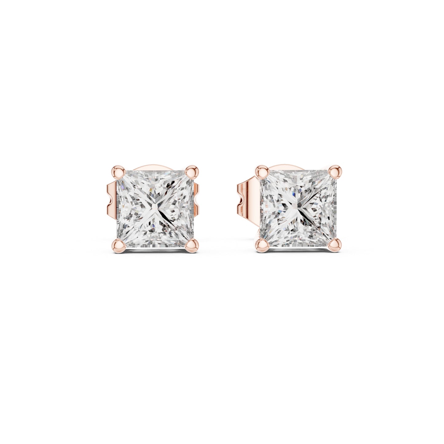 18K Yellow Gold Princess Lab-Grown Diamond Earrings for Women | Wedding | Pure Carat