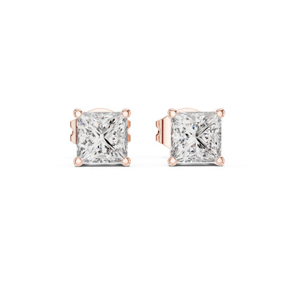 18K Yellow Gold Princess Lab-Grown Diamond Earrings for Women | Wedding | Pure Carat