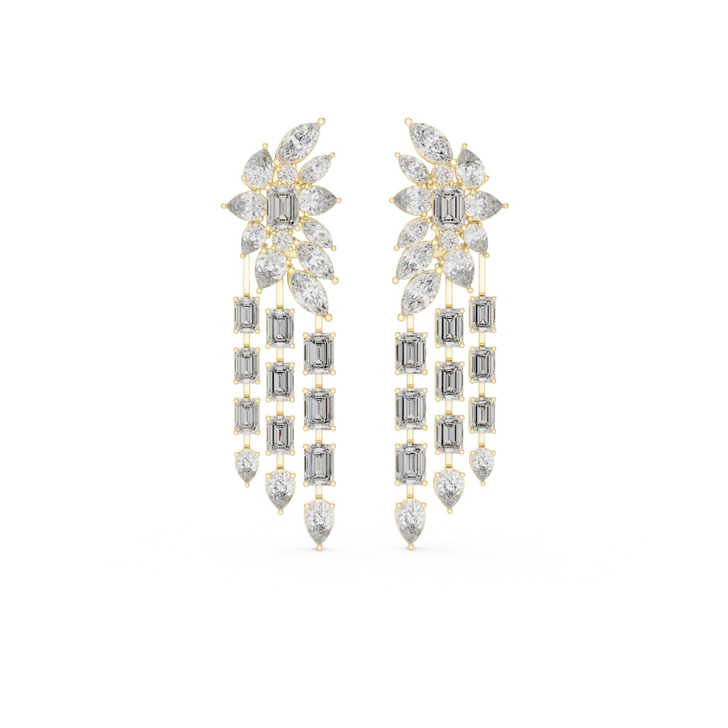 14K White Gold Emerald Pear Marquise Cut Diamond Stud Earrings for Women | Engagement | Pure Carat