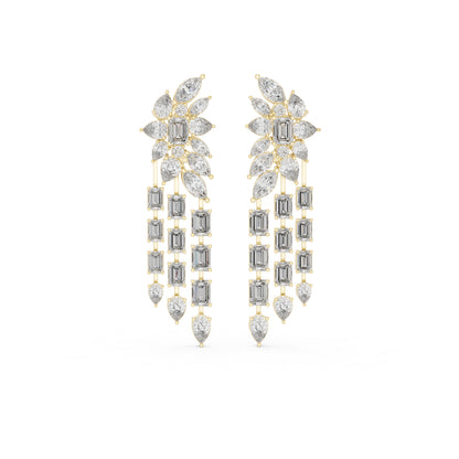 14K White Gold Emerald Pear Marquise Cut Diamond Stud Earrings for Women | Engagement | Pure Carat