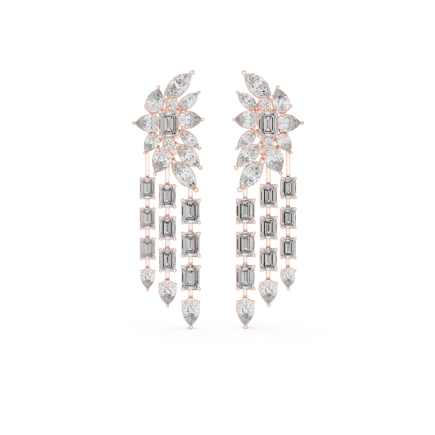 14K White Gold Emerald Pear Marquise Cut Diamond Stud Earrings for Women | Engagement | Pure Carat