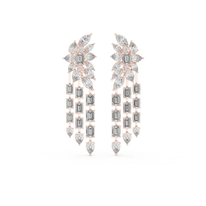 14K White Gold Emerald Pear Marquise Cut Diamond Stud Earrings for Women | Engagement | Pure Carat