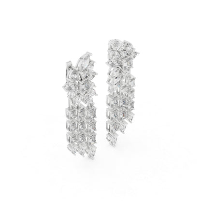 14K White Gold Emerald Pear Marquise Cut Diamond Stud Earrings for Women | Engagement | Pure Carat