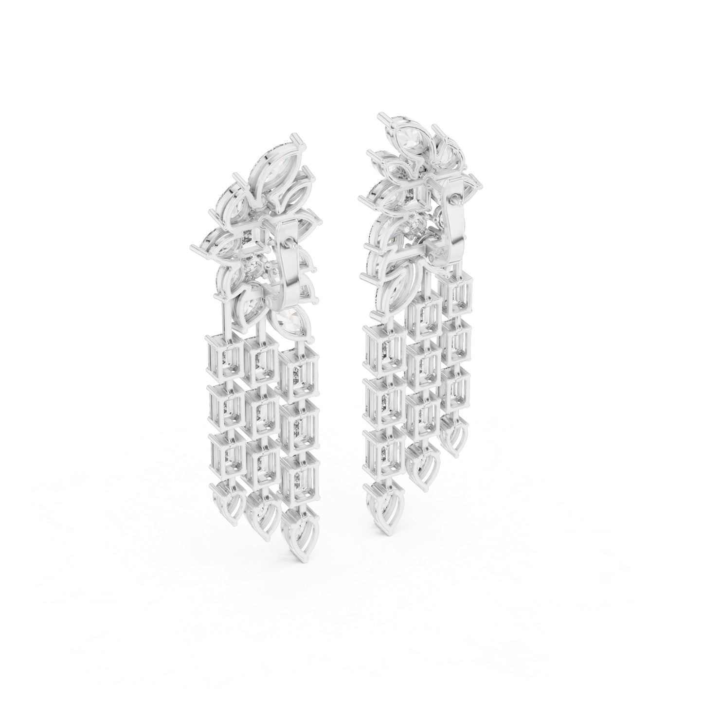 14K White Gold Emerald Pear Marquise Cut Diamond Stud Earrings for Women | Engagement | Pure Carat