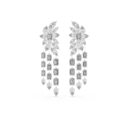 14K White Gold Emerald Pear Marquise Cut Diamond Stud Earrings for Women | Engagement | Pure Carat