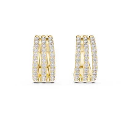 14K Yellow Gold Round Lab-Grown Diamond Earrings for Women | Bridal Wear | Pure Carat