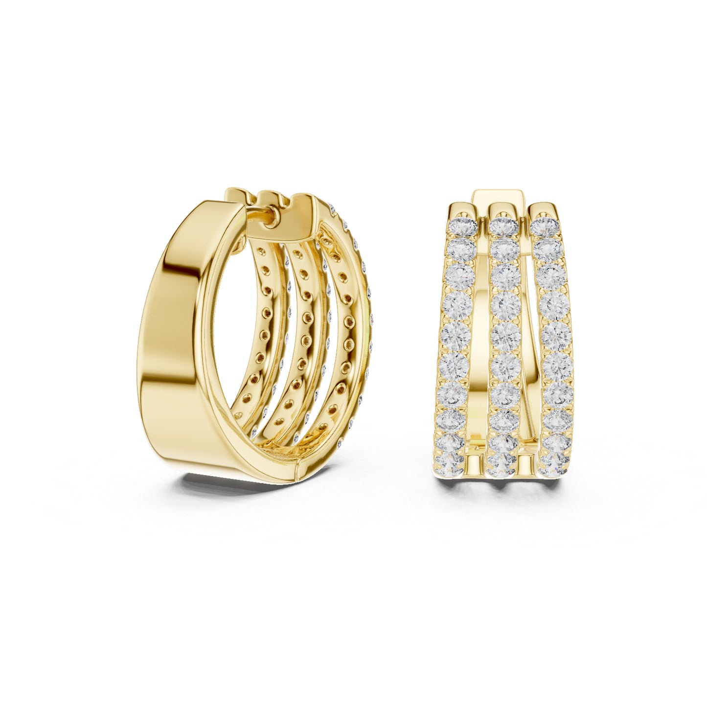 14K Yellow Gold Round Lab-Grown Diamond Earrings for Women | Bridal Wear | Pure Carat