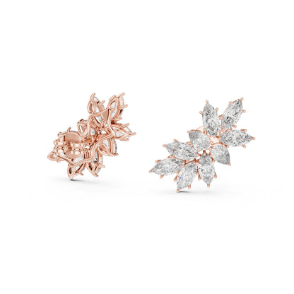 18K Rose Gold Marquise & Pear Lab-Grown Diamond Stud Earrings for Women | Party Wear | Pure Carat