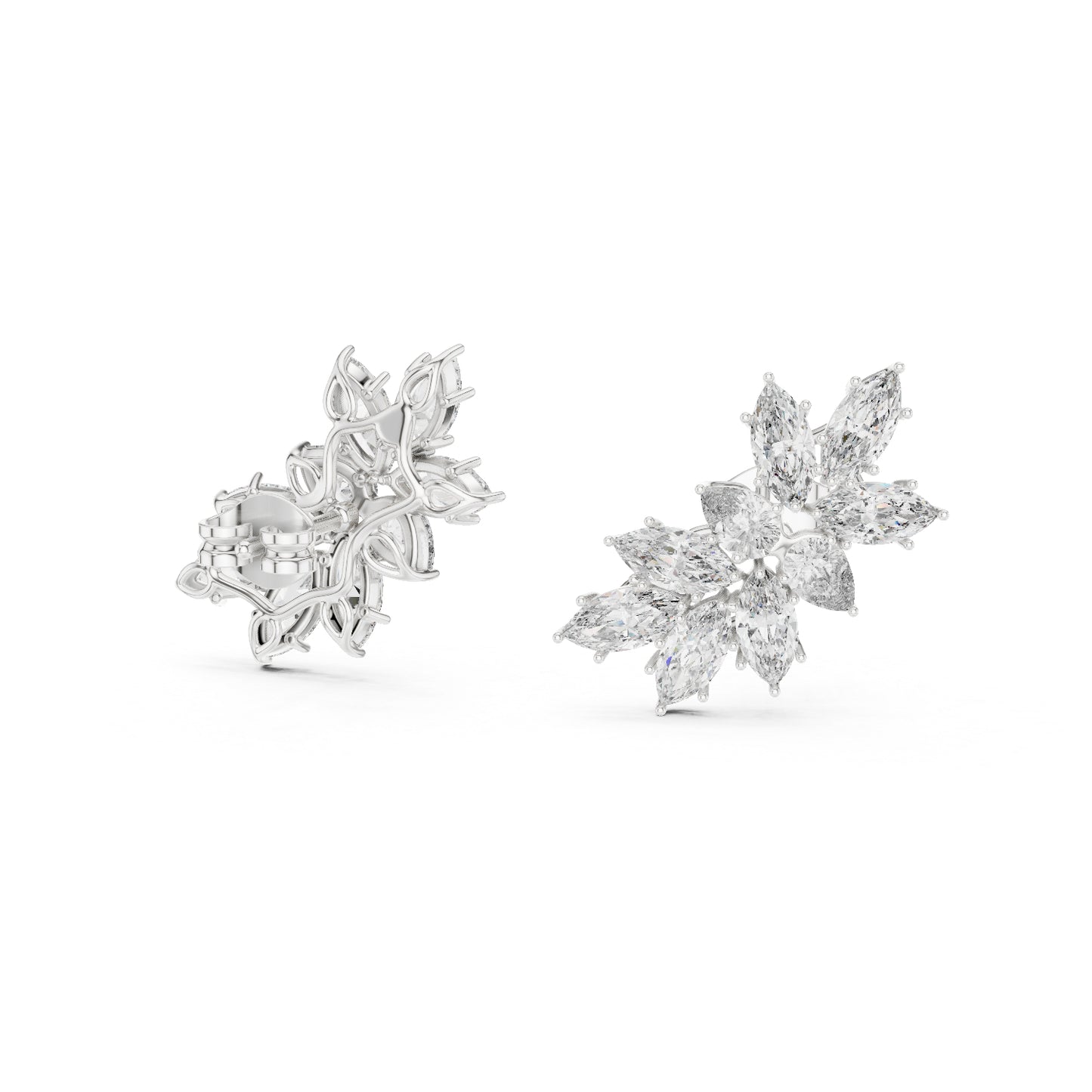 18K Rose Gold Marquise & Pear Lab-Grown Diamond Stud Earrings for Women | Party Wear | Pure Carat