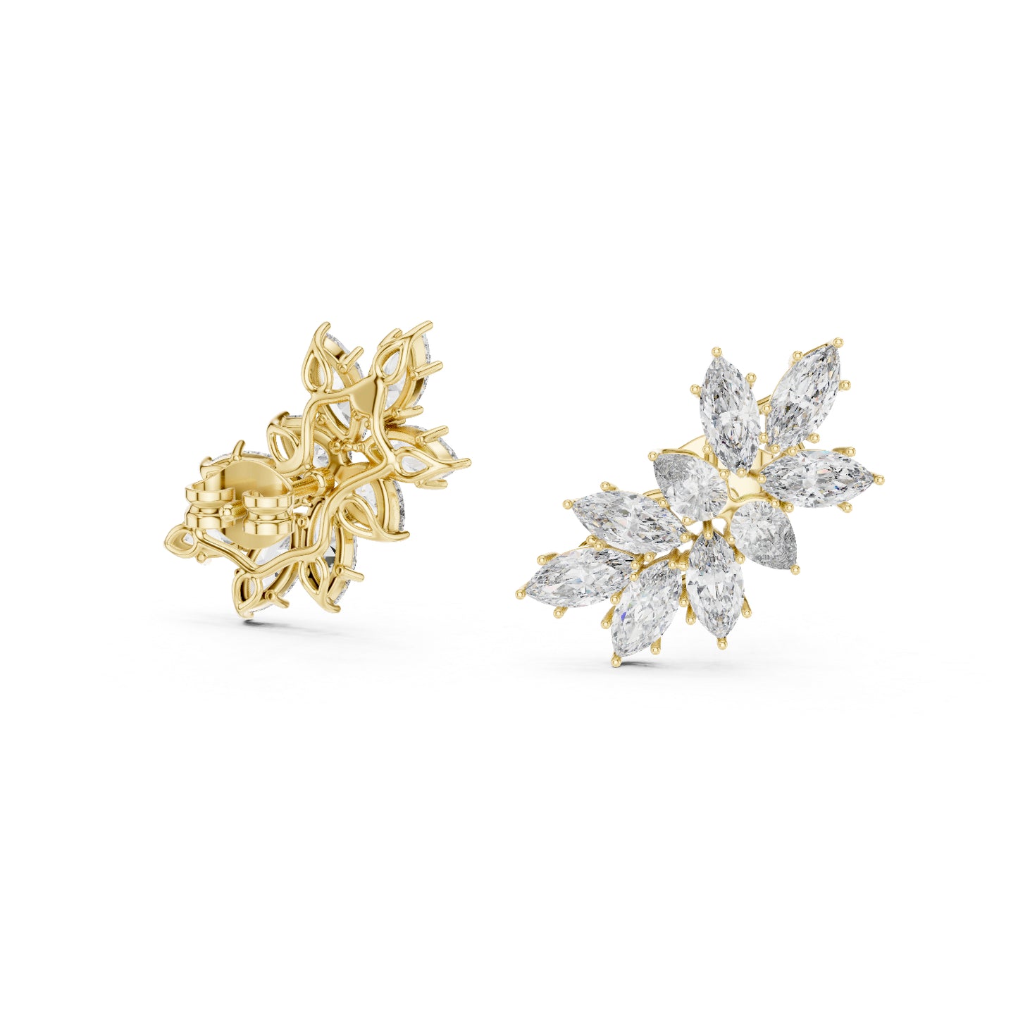 18K Rose Gold Marquise & Pear Lab-Grown Diamond Stud Earrings for Women | Party Wear | Pure Carat