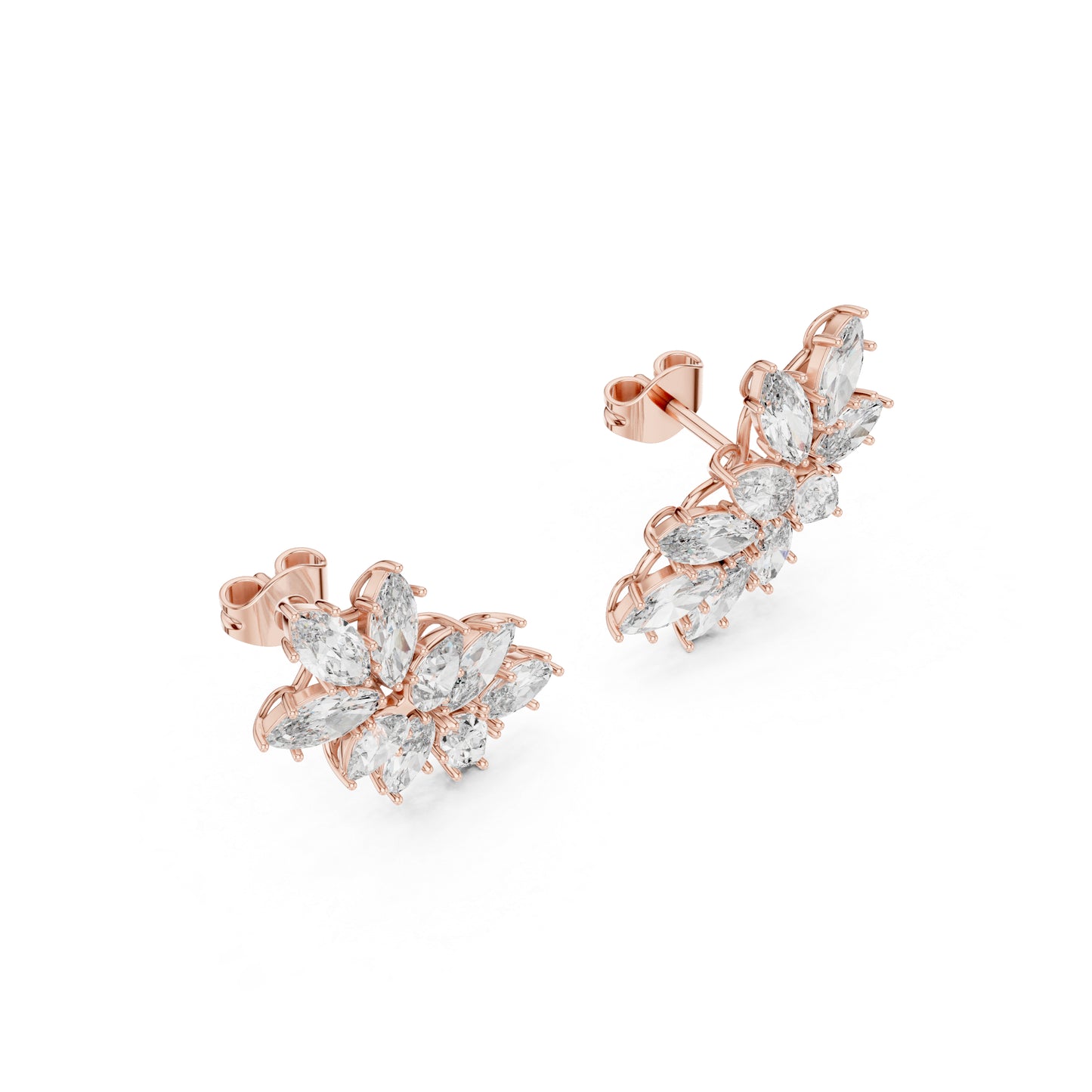 18K Rose Gold Marquise & Pear Lab-Grown Diamond Stud Earrings for Women | Party Wear | Pure Carat