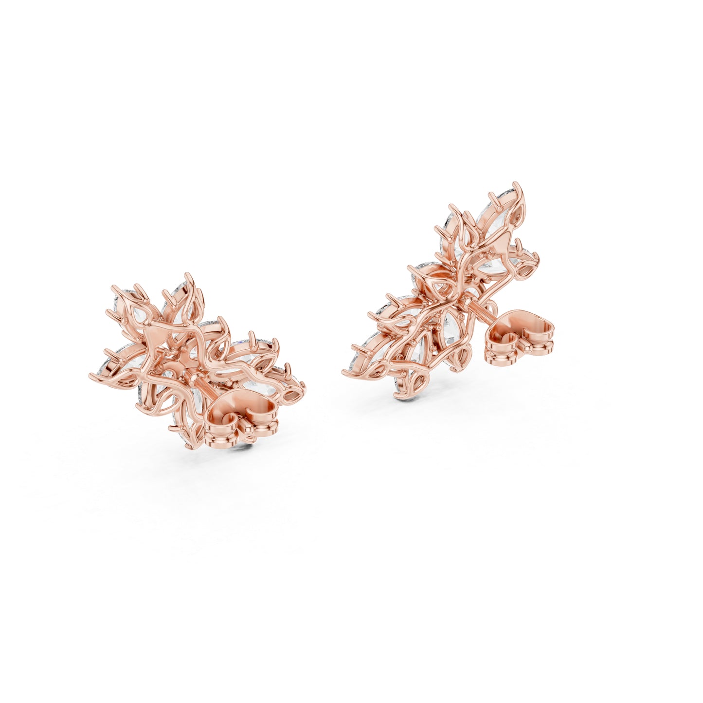 18K Rose Gold Marquise & Pear Lab-Grown Diamond Stud Earrings for Women | Party Wear | Pure Carat