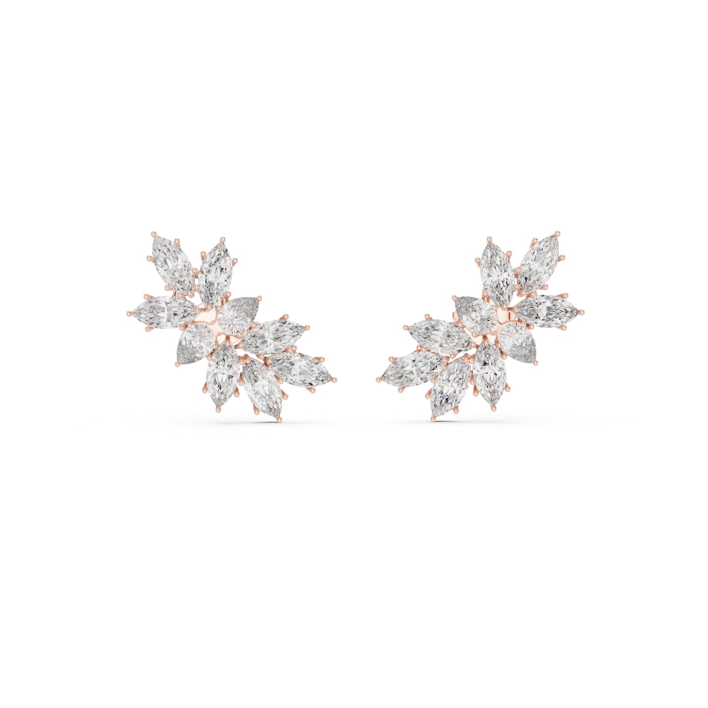 18K Rose Gold Marquise & Pear Lab-Grown Diamond Stud Earrings for Women | Party Wear | Pure Carat
