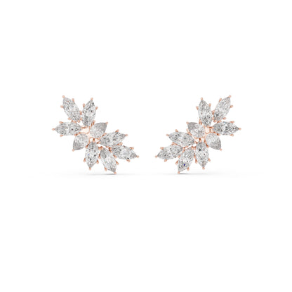 18K Rose Gold Marquise & Pear Lab-Grown Diamond Stud Earrings for Women | Party Wear | Pure Carat