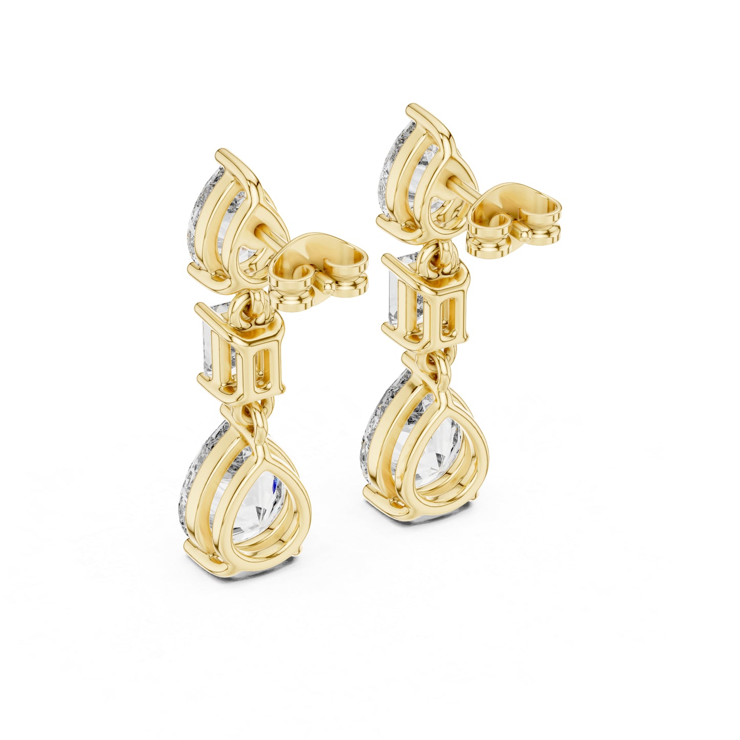18K White Gold Pear & Emerald Lab-Grown Diamond Earrings for Women | Office Wear | Pure Carat