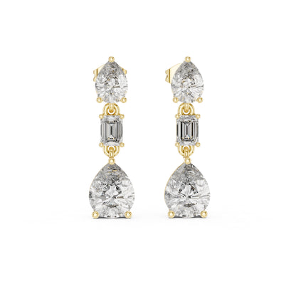18K White Gold Pear & Emerald Lab-Grown Diamond Earrings for Women | Office Wear | Pure Carat