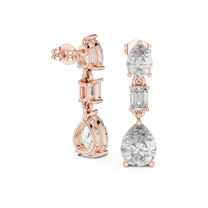 18K White Gold Pear & Emerald Lab-Grown Diamond Earrings for Women | Office Wear | Pure Carat