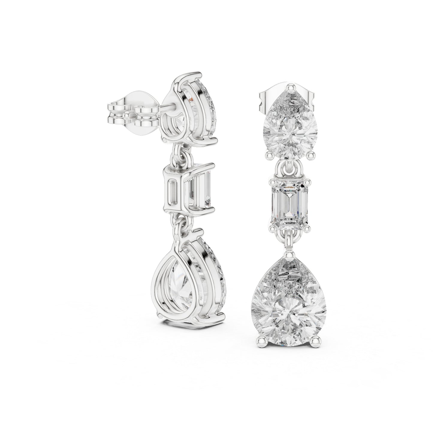 18K White Gold Pear & Emerald Lab-Grown Diamond Earrings for Women | Office Wear | Pure Carat