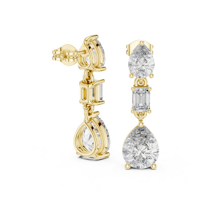 18K White Gold Pear & Emerald Lab-Grown Diamond Earrings for Women | Office Wear | Pure Carat