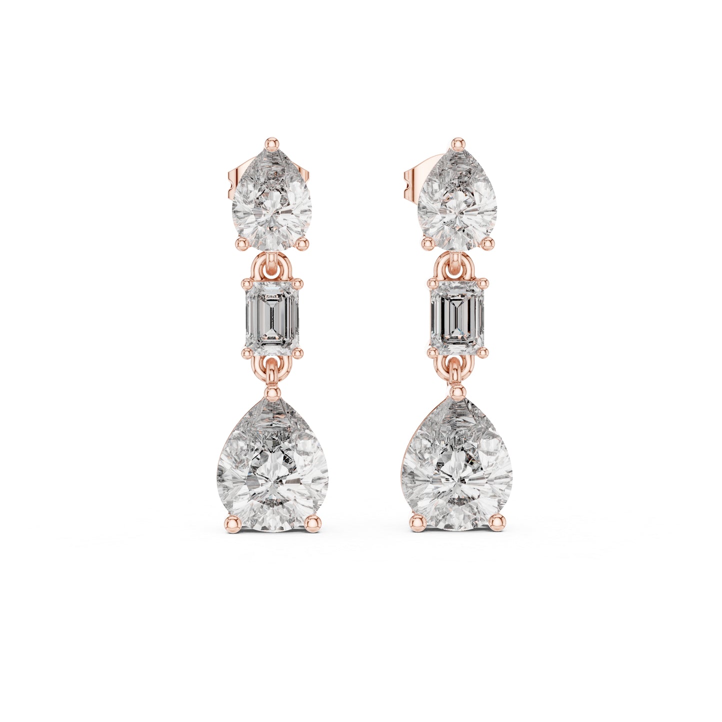 18K White Gold Pear & Emerald Lab-Grown Diamond Earrings for Women | Office Wear | Pure Carat