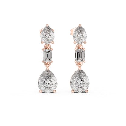 18K White Gold Pear & Emerald Lab-Grown Diamond Earrings for Women | Office Wear | Pure Carat