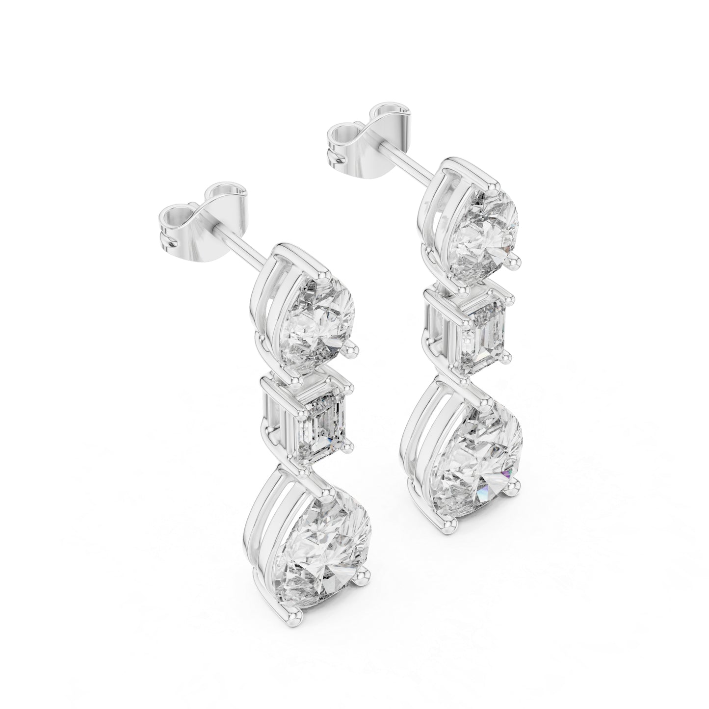 18K White Gold Pear & Emerald Lab-Grown Diamond Earrings for Women | Office Wear | Pure Carat