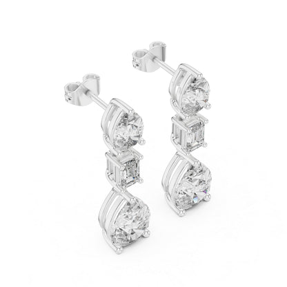 18K White Gold Pear & Emerald Lab-Grown Diamond Earrings for Women | Office Wear | Pure Carat