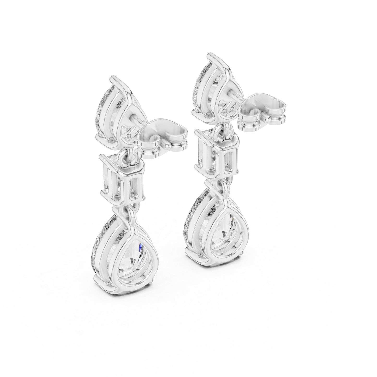 18K White Gold Pear & Emerald Lab-Grown Diamond Earrings for Women | Office Wear | Pure Carat