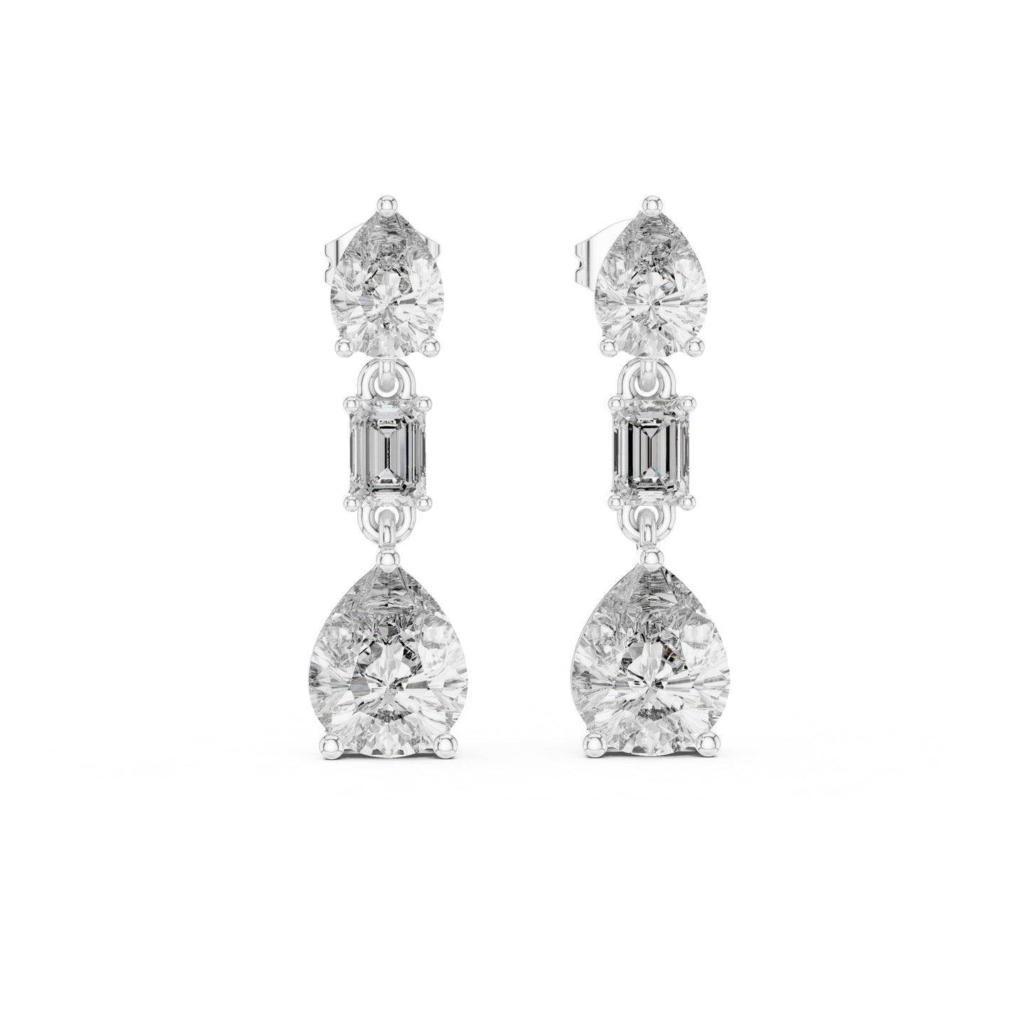 18K White Gold Pear & Emerald Lab-Grown Diamond Earrings for Women | Office Wear | Pure Carat