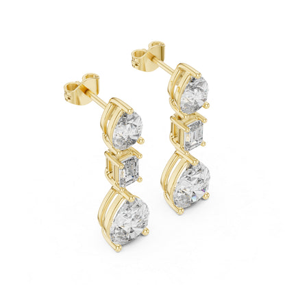 18K White Gold Pear & Emerald Lab-Grown Diamond Earrings for Women | Office Wear | Pure Carat