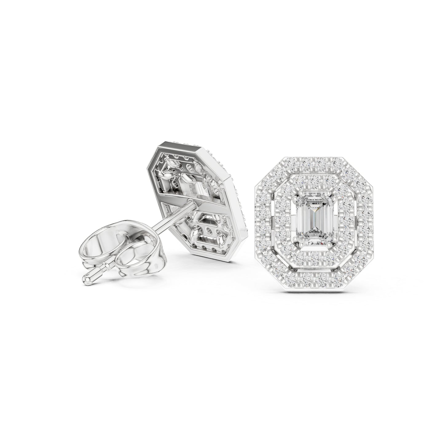 14K Yellow Gold Round & Emerald Lab-Grown Diamond Engagement Earrings for Women | Pure Carat