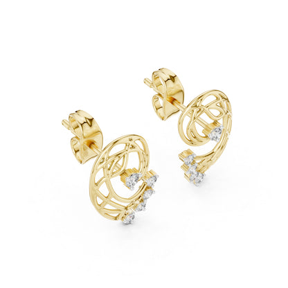 14K Yellow Gold Round Lab-Grown Diamond Earrings for Women | Everyday Wear | Pure Carat