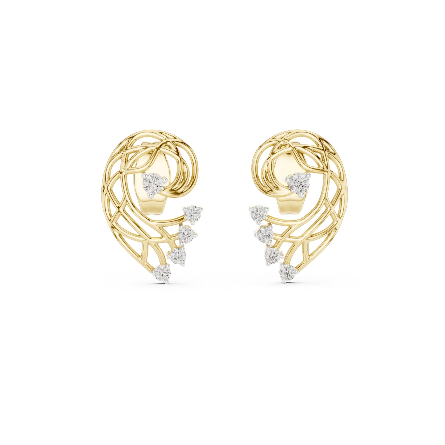 14K Yellow Gold Round Lab-Grown Diamond Earrings for Women | Everyday Wear | Pure Carat