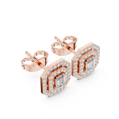 14K Yellow Gold Round & Emerald Lab-Grown Diamond Engagement Earrings for Women | Pure Carat