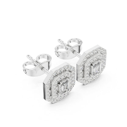 14K Yellow Gold Round & Emerald Lab-Grown Diamond Engagement Earrings for Women | Pure Carat