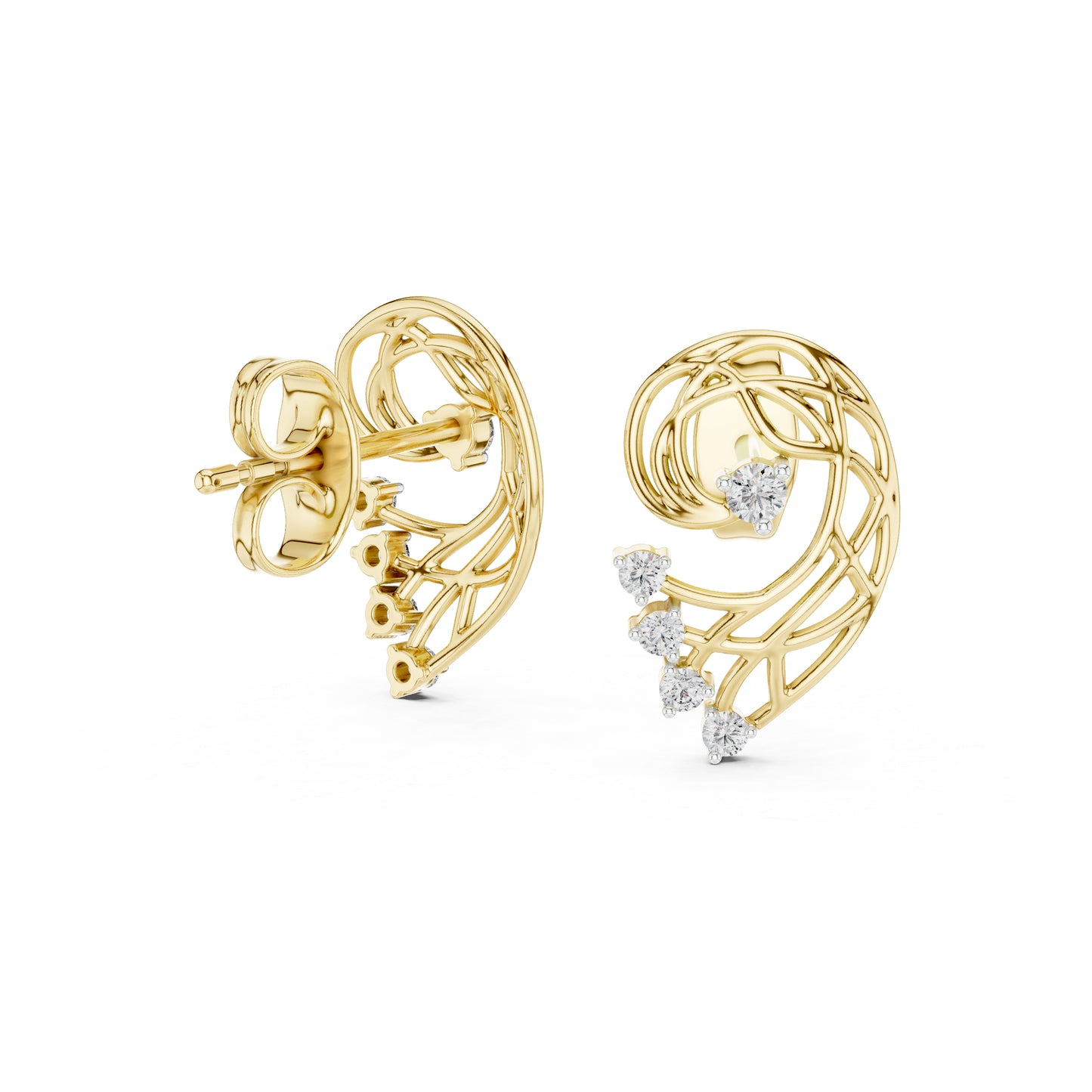 14K Yellow Gold Round Lab-Grown Diamond Earrings for Women | Everyday Wear | Pure Carat