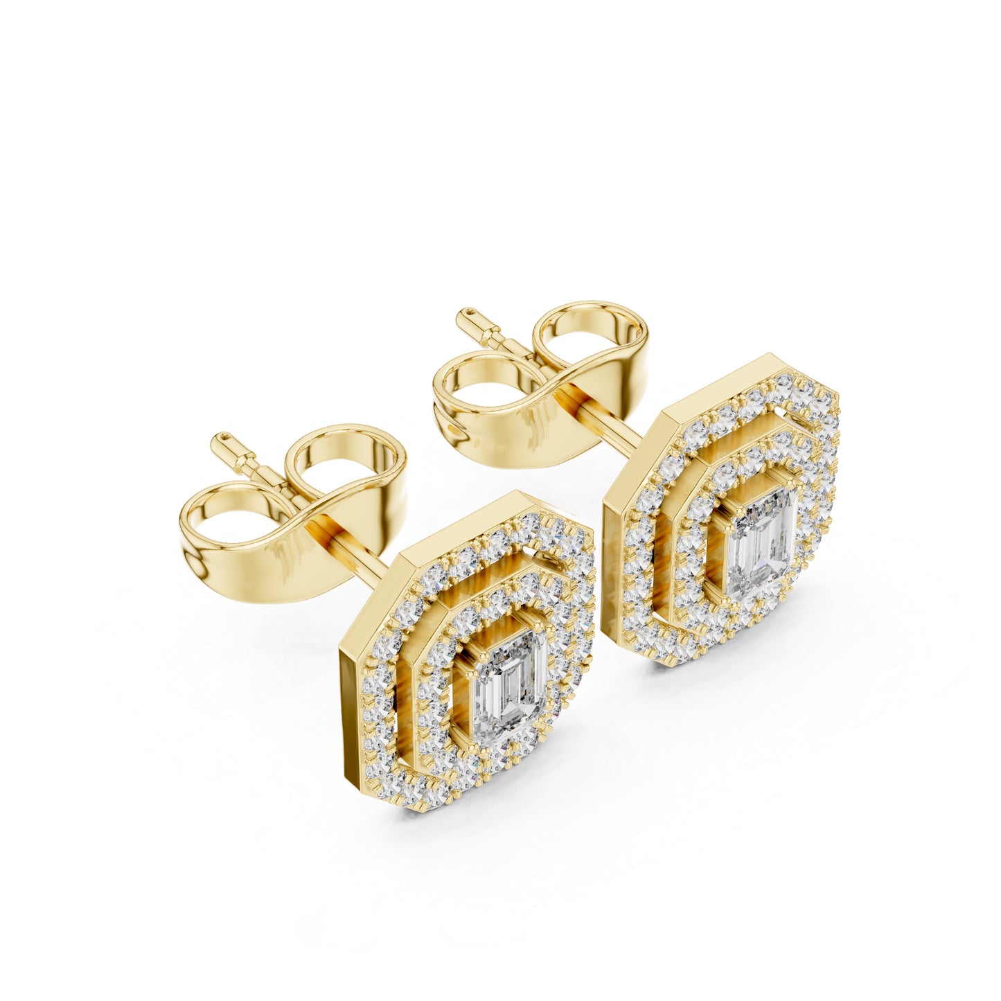 14K Yellow Gold Round & Emerald Lab-Grown Diamond Engagement Earrings for Women | Pure Carat