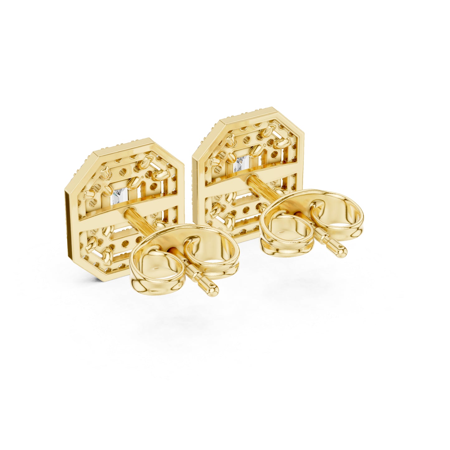 14K Yellow Gold Round & Emerald Lab-Grown Diamond Engagement Earrings for Women | Pure Carat