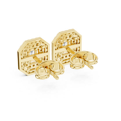 14K Yellow Gold Round & Emerald Lab-Grown Diamond Engagement Earrings for Women | Pure Carat