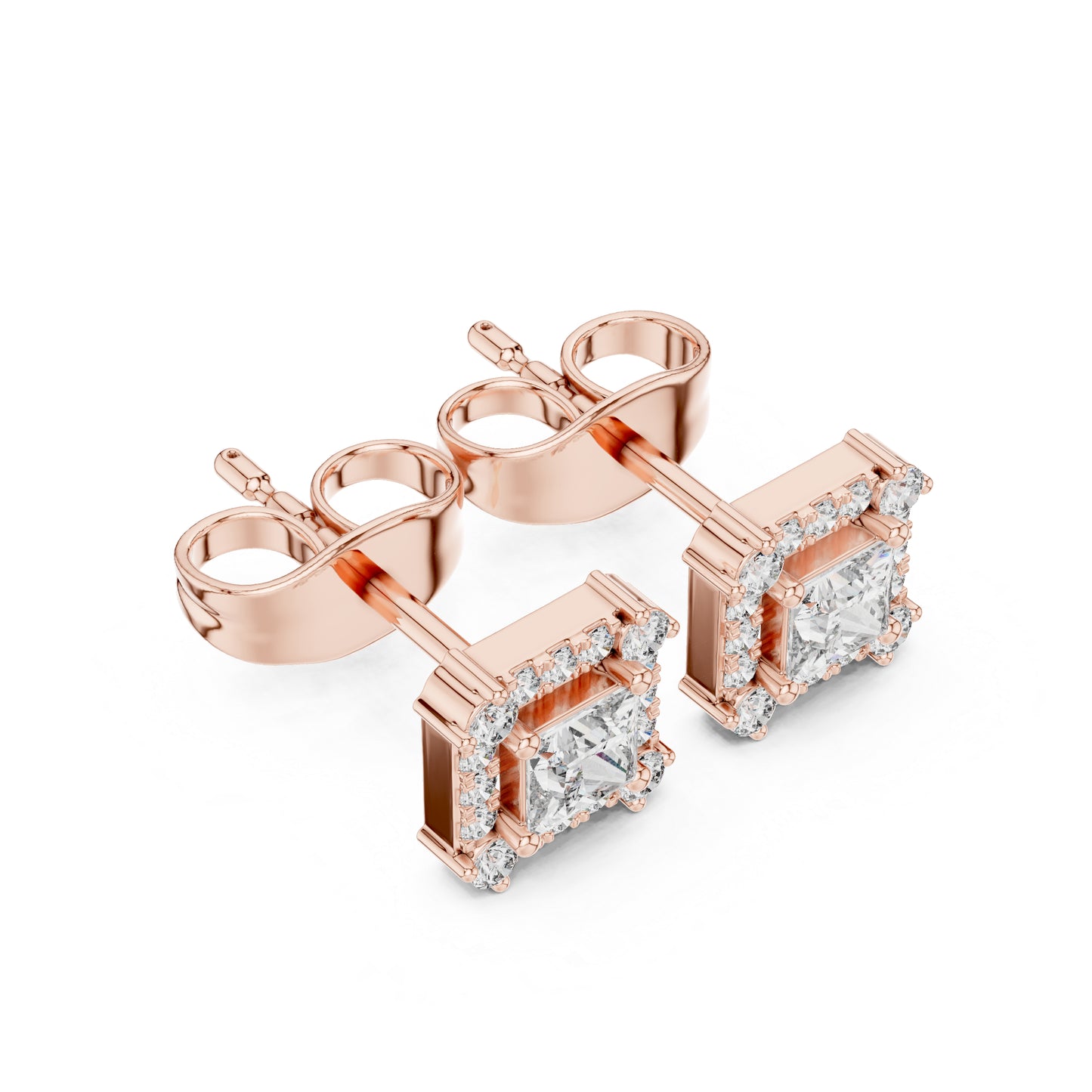 14K Yellow Gold Round & Princess Lab-Grown Diamond Engagement Earrings for Women | Pure Carat